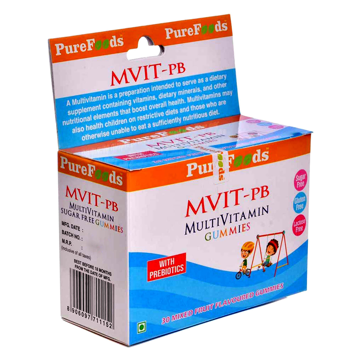 Pure Foods Mvit-Pb Multi Vitamin Fruit Flavour, 30 Gummies, Pack of 1 Pure Foods Mvit-Pb Multi Vitamin Fruit Flavour, 30 Gummies, Pack of 1