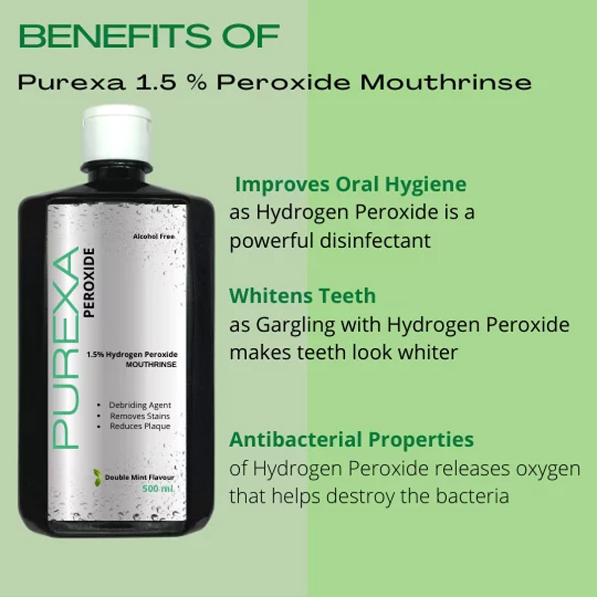 Purexa Peroxide Mouthrinse 500 ml, Pack of 1 SOLUTION Purexa Peroxide Mouthrinse 500 ml, Pack of 1 SOLUTION