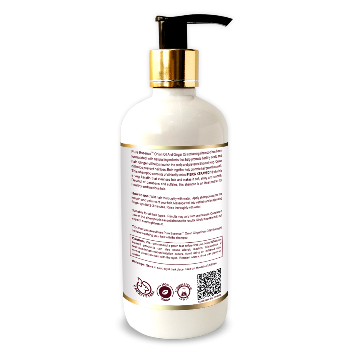 Pure Essence Onion-Ginger Shampoo, 250 ml, Pack of 1 Pure Essence Onion-Ginger Shampoo, 250 ml, Pack of 1