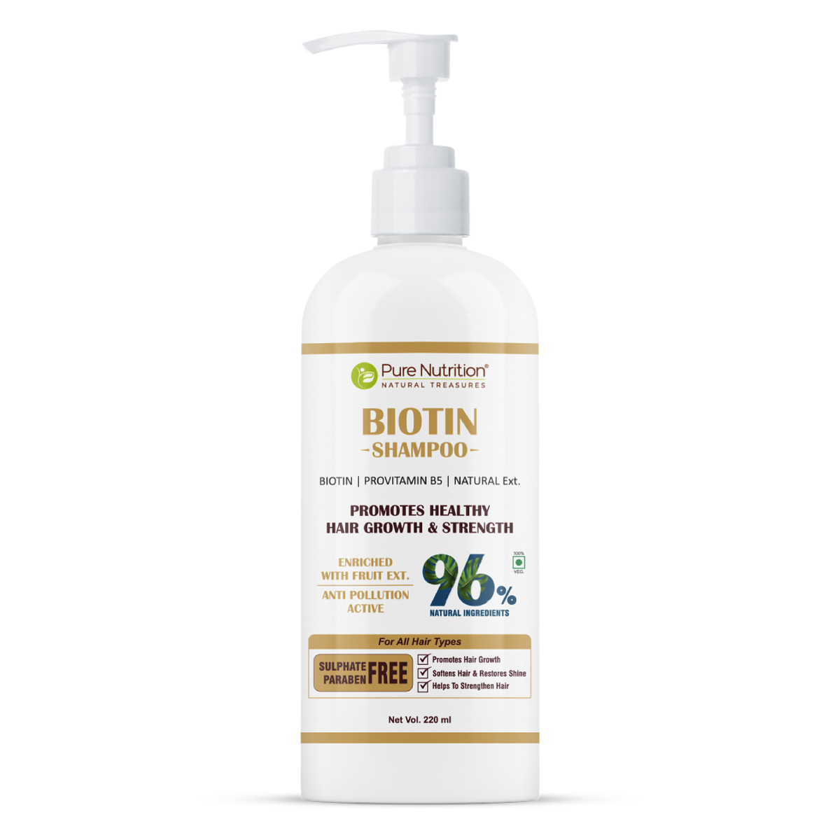 Pure Nutrition Biotin Shampoo, 220 ml, Pack of 1 Pure Nutrition Biotin Shampoo, 220 ml, Pack of 1