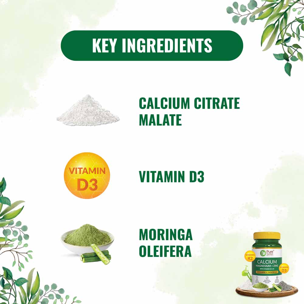 Pure Nutrition Calcium Magnesium + Zinc 1400 mg, 60 Tablets, Pack of 1 Pure Nutrition Calcium Magnesium + Zinc 1400 mg, 60 Tablets, Pack of 1