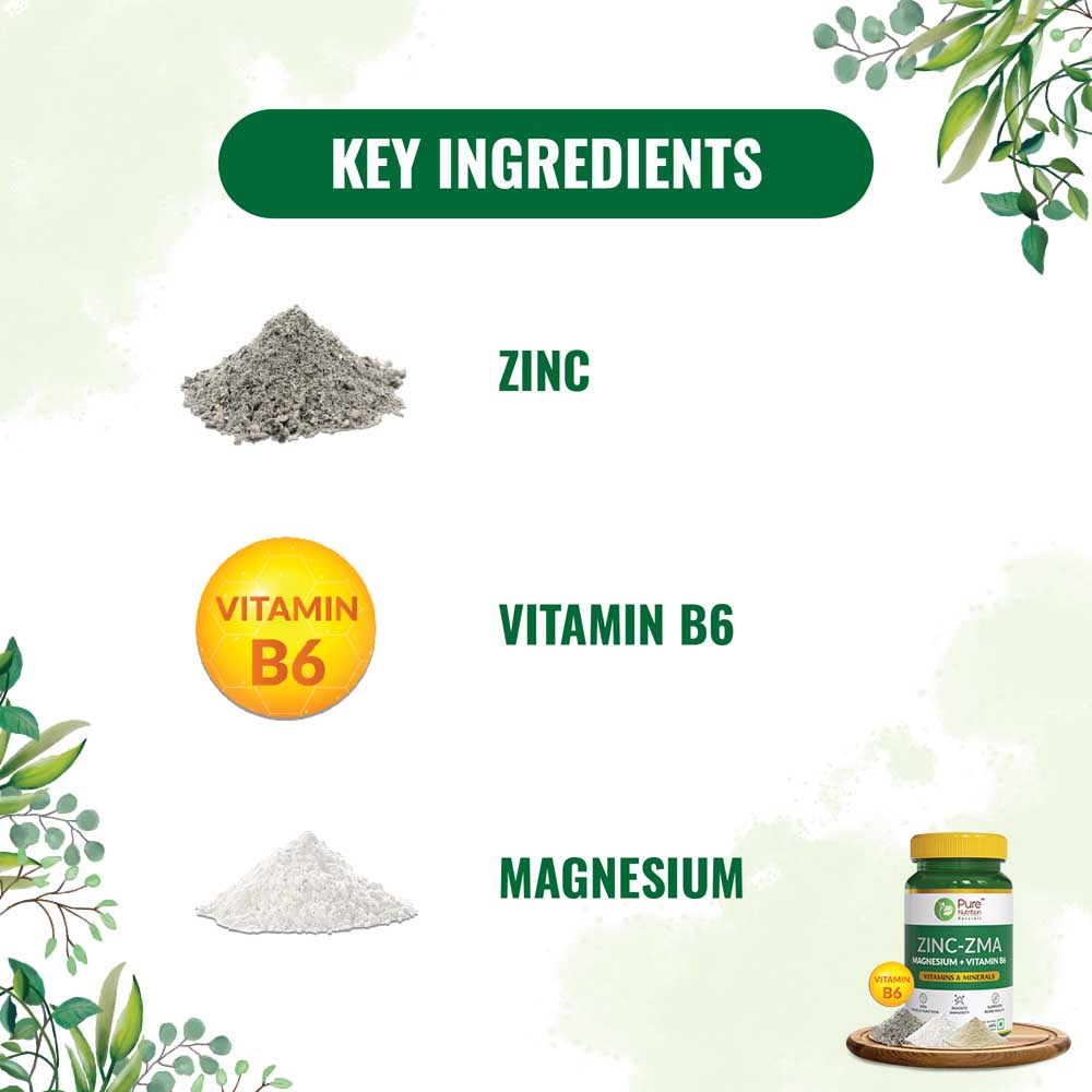 Pure Nutrition Zinc-ZMA 800 mg, 60 Tablets, Pack of 1 Pure Nutrition Zinc-ZMA 800 mg, 60 Tablets, Pack of 1