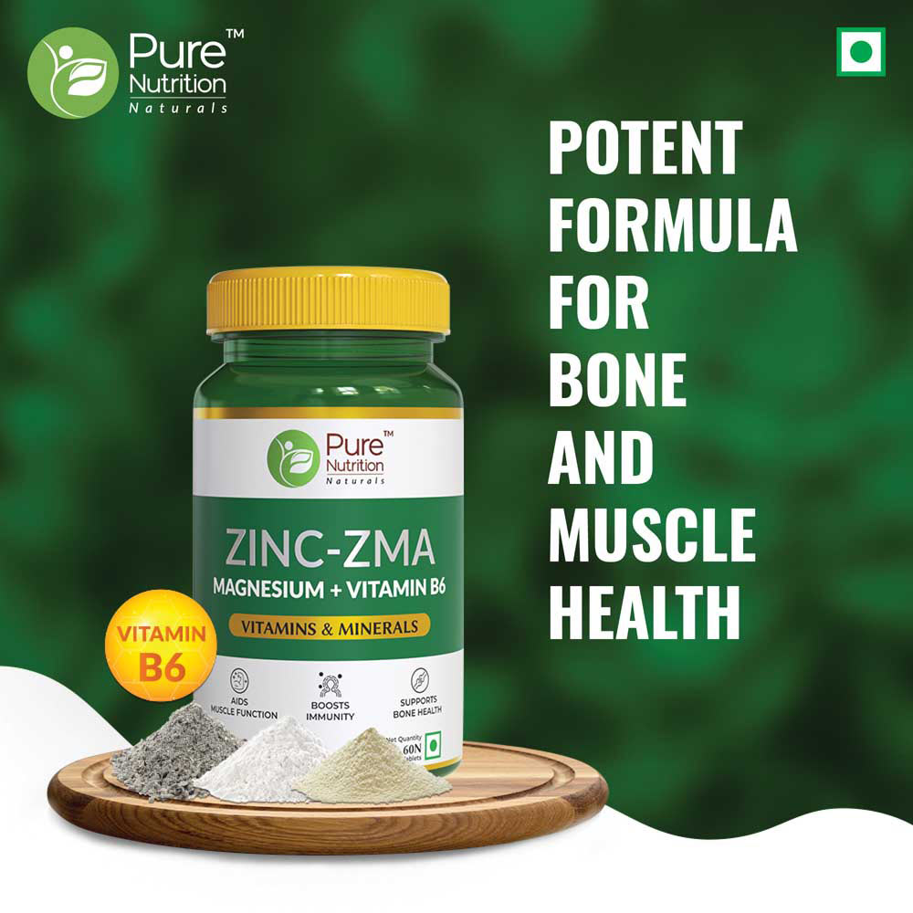 Pure Nutrition Zinc-ZMA 800 mg, 60 Tablets, Pack of 1 Pure Nutrition Zinc-ZMA 800 mg, 60 Tablets, Pack of 1