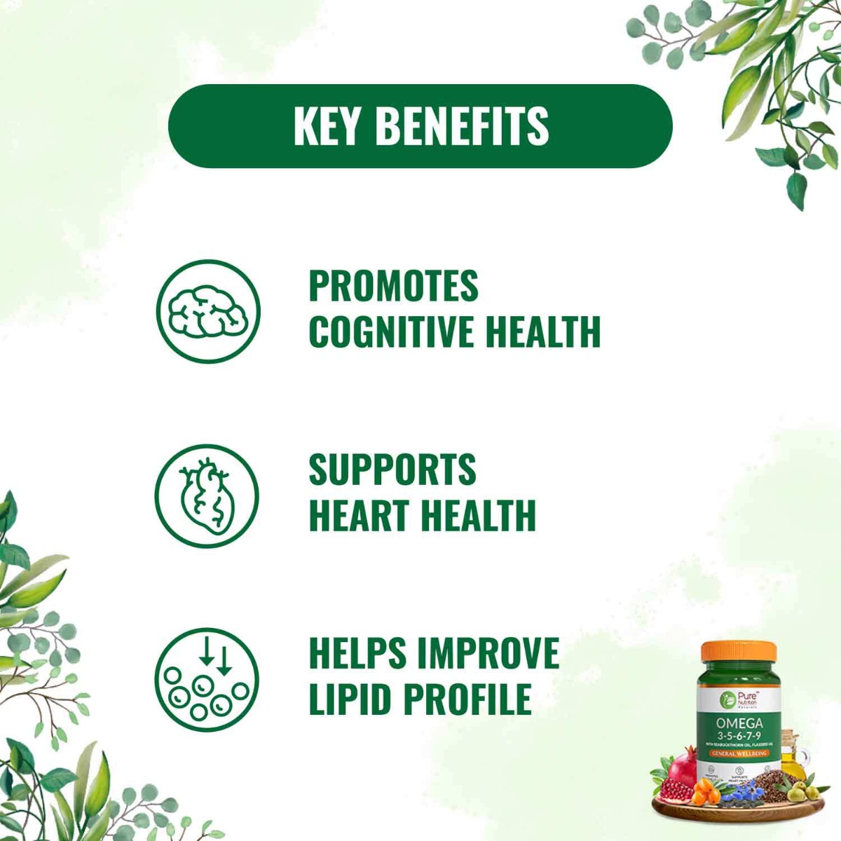Pure Nutrition Omega 3-5-6-7-9 1000 mg, 30 Softgels, Pack of 1 Pure Nutrition Omega 3-5-6-7-9 1000 mg, 30 Softgels, Pack of 1