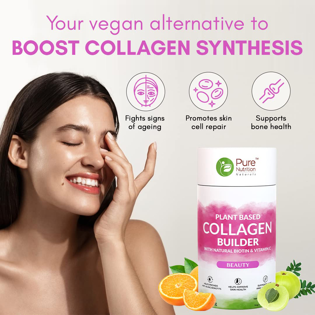 Pure Nutrition Plant Based Collagen Builder Powder, 250 gm, Pack of 1 Pure Nutrition Plant Based Collagen Builder Powder, 250 gm, Pack of 1