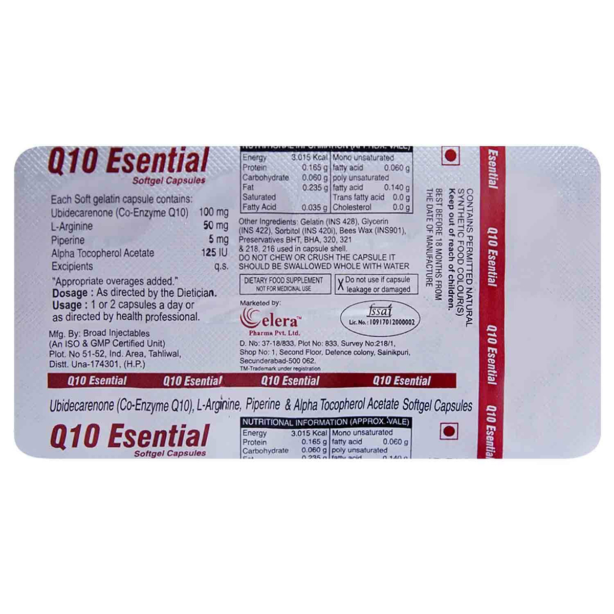 Q10 Esential Capsule 10's, Pack of 10 CAPSULES Q10 Esential Capsule 10's, Pack of 10 CAPSULES