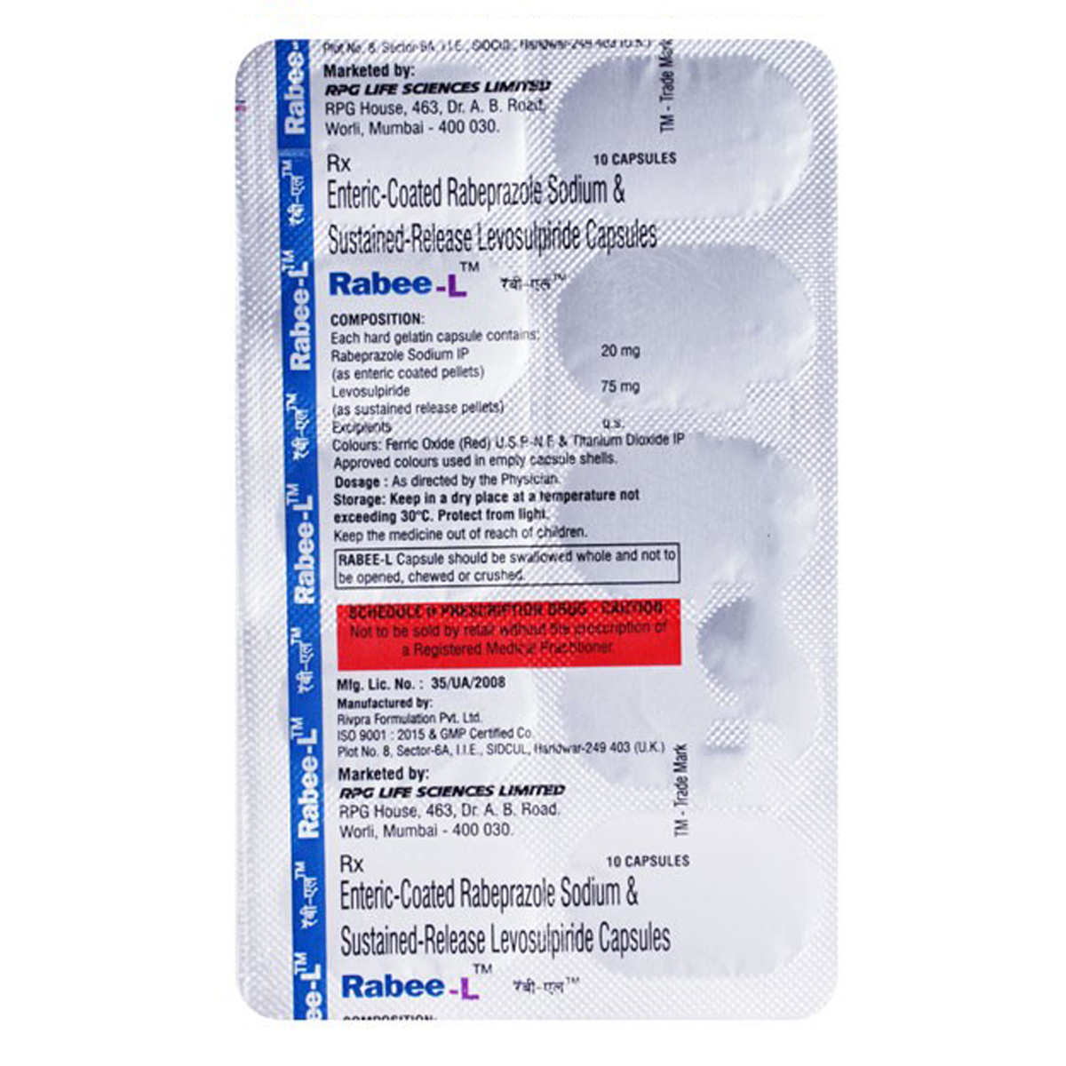 Rabee-L Capsule 10's, Pack of 10 Rabee-L Capsule 10's, Pack of 10