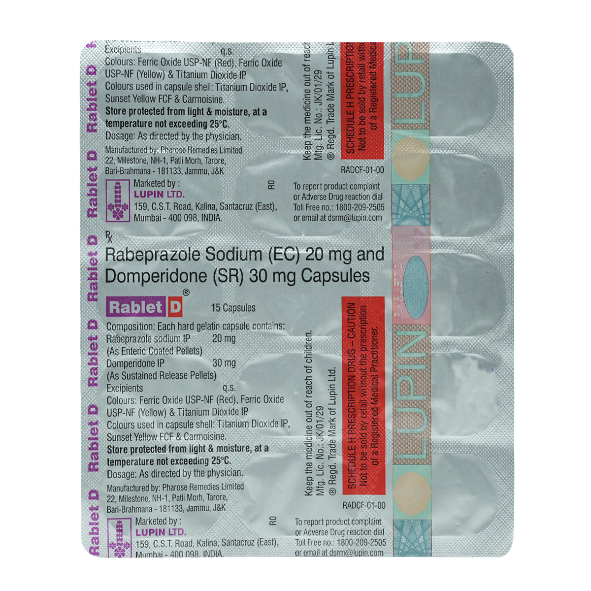 Rablet D 20 mg/30 mg Capsule 15's, Pack of 15 Rablet D 20 mg/30 mg Capsule 15's, Pack of 15