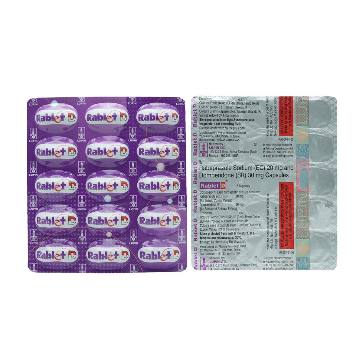 Rablet D 20 mg/30 mg Capsule 15's, Pack of 15 Rablet D 20 mg/30 mg Capsule 15's, Pack of 15