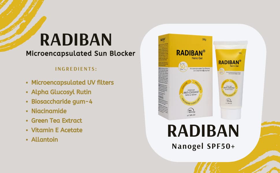 Radiban SPF 50+ Nano Gel 50 gm, Pack of 1 Radiban SPF 50+ Nano Gel 50 gm, Pack of 1