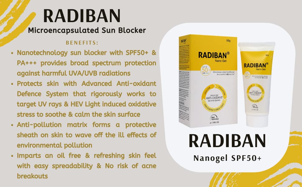 Radiban SPF 50+ Nano Gel 50 gm, Pack of 1 Radiban SPF 50+ Nano Gel 50 gm, Pack of 1