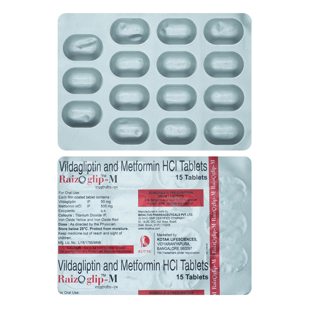 Raizoglip-M 50/500 mg Tablet 15's, Pack of 15 TabletS Raizoglip-M 50/500 mg Tablet 15's, Pack of 15 TabletS