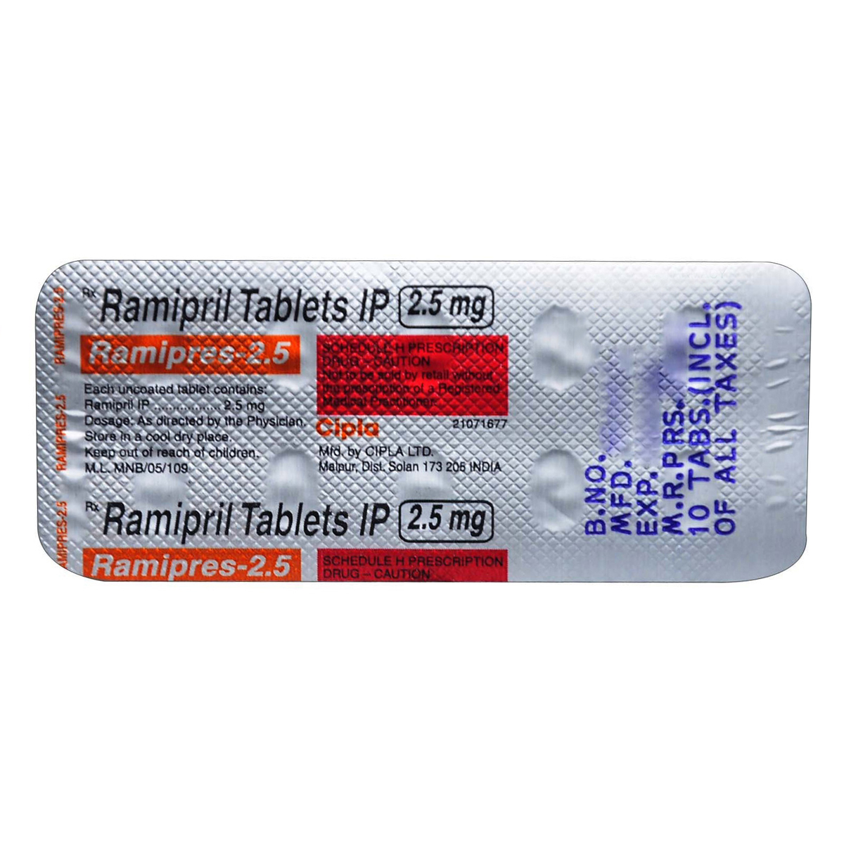 Ramipres 2.5 Tablet 10's, Pack of 10 TABLETS Ramipres 2.5 Tablet 10's, Pack of 10 TABLETS