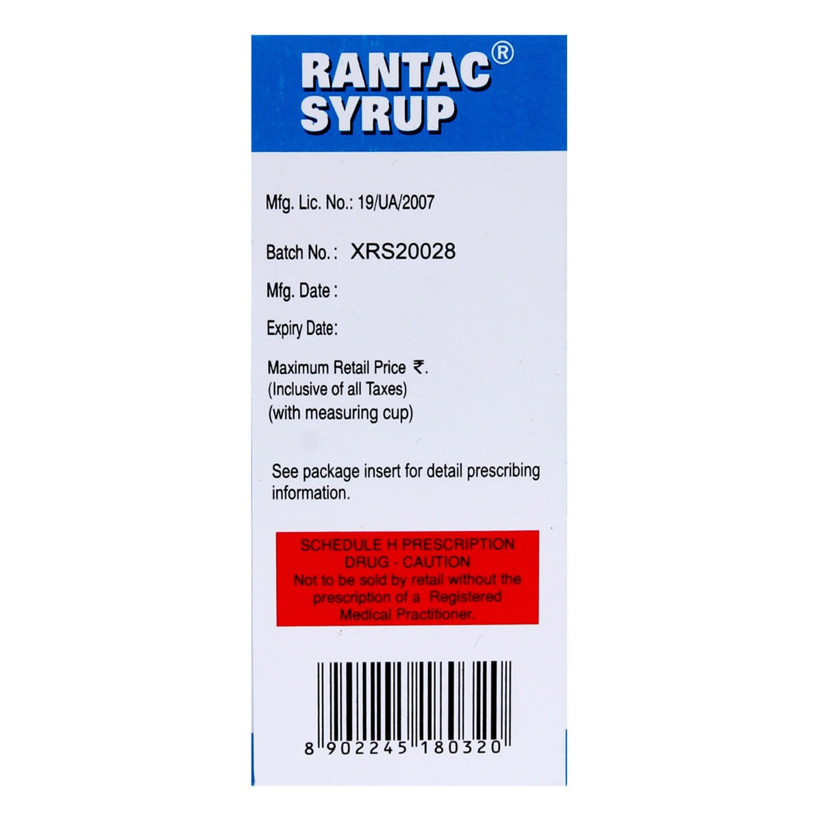 Rantac Mint Syrup 100 ml, Pack of 1 Syrup Rantac Mint Syrup 100 ml, Pack of 1 Syrup