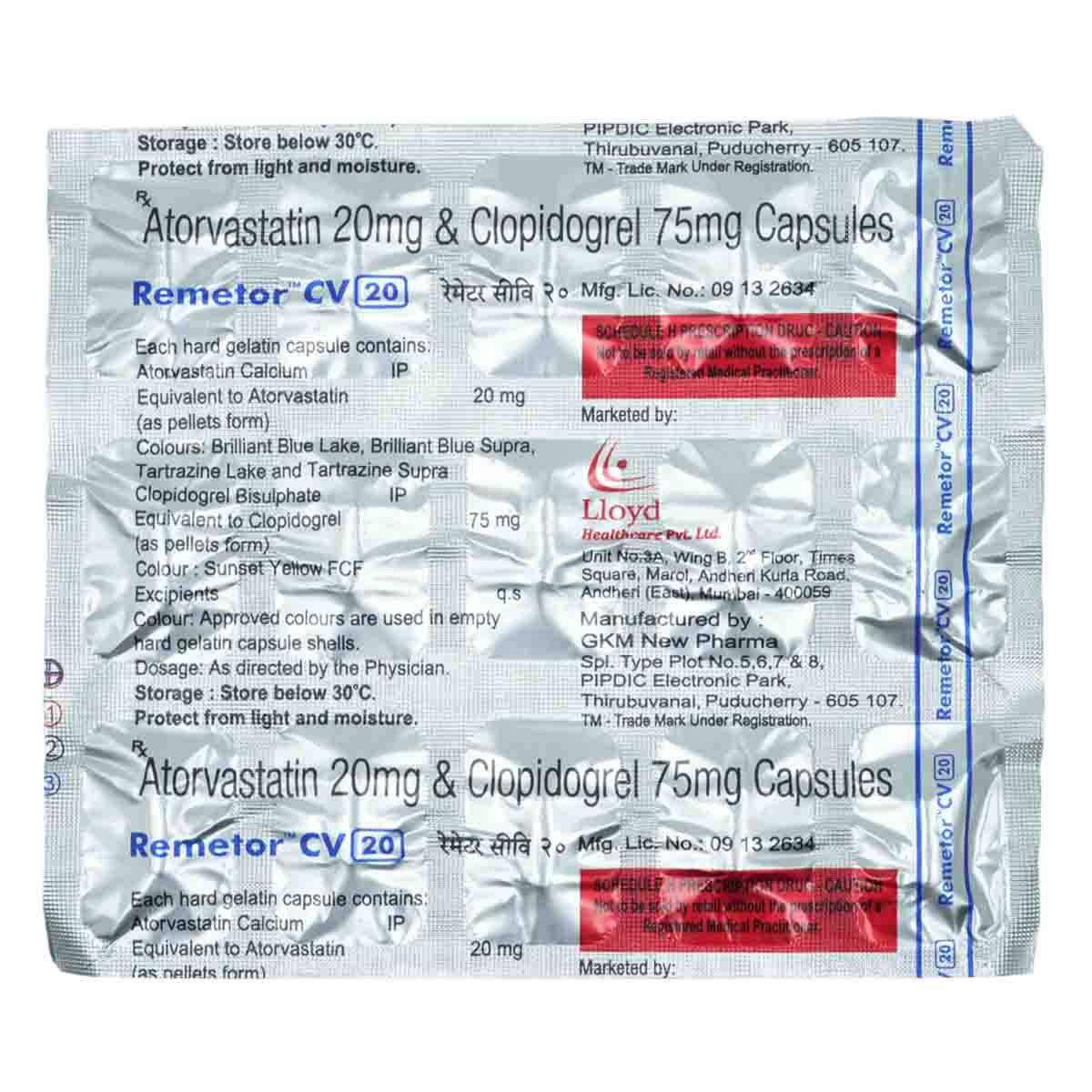 Remetor CV 20 Capsule 15's, Pack of 15 CapsuleS Remetor CV 20 Capsule 15's, Pack of 15 CapsuleS