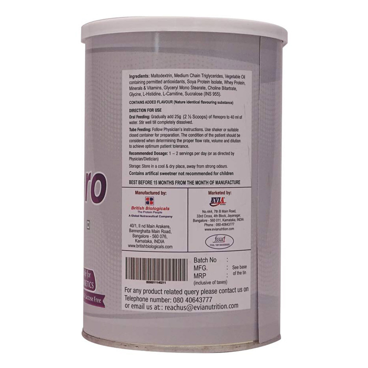 Reno-Pro Vanilla Flavour Powder, 200 gm Tin, Pack of 1 Reno-Pro Vanilla Flavour Powder, 200 gm Tin, Pack of 1