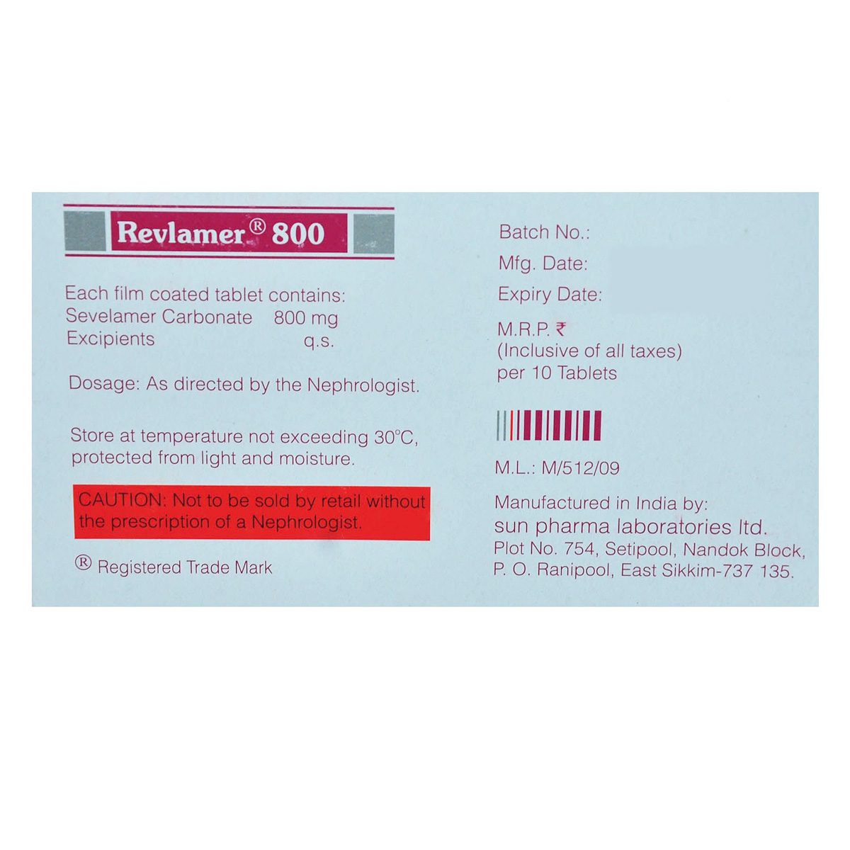 Revlamer 800 Tablet 10's, Pack of 10 TABLETS Revlamer 800 Tablet 10's, Pack of 10 TABLETS