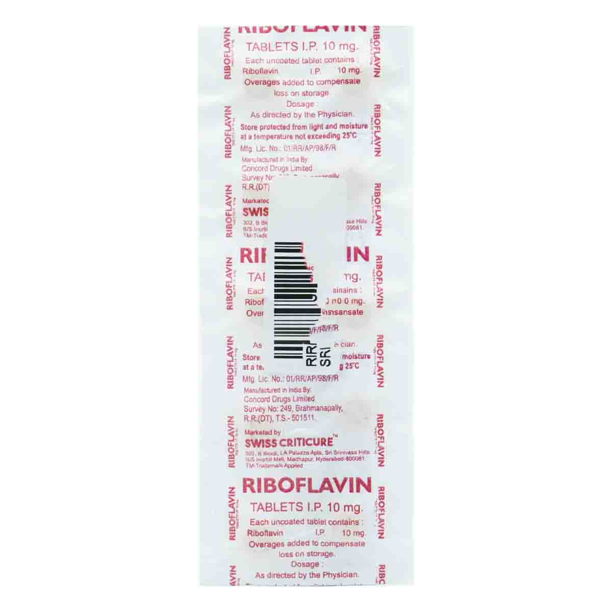 Riboflavin 10 mg Tablet 10's , Pack of 10 TabletS Riboflavin 10 mg Tablet 10's , Pack of 10 TabletS