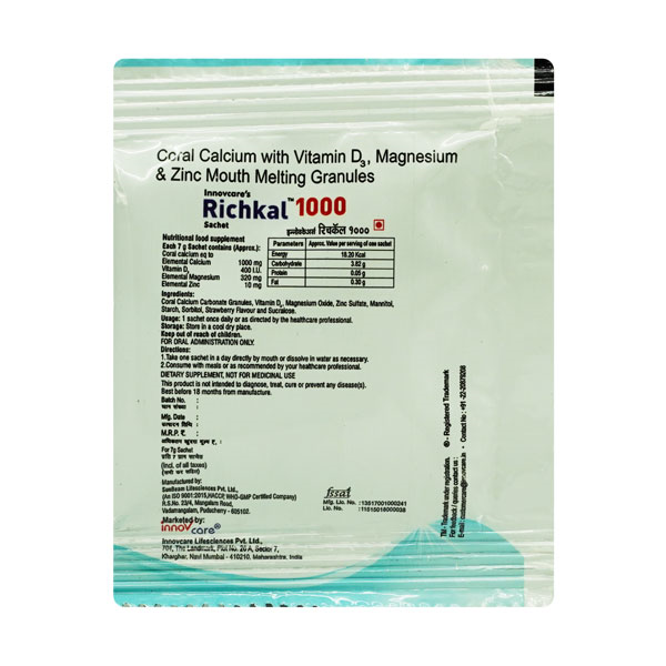 Richkal 1000 Sugar Free Strawberry Granules 7 gm, Pack of 1 POWDER Richkal 1000 Sugar Free Strawberry Granules 7 gm, Pack of 1 POWDER