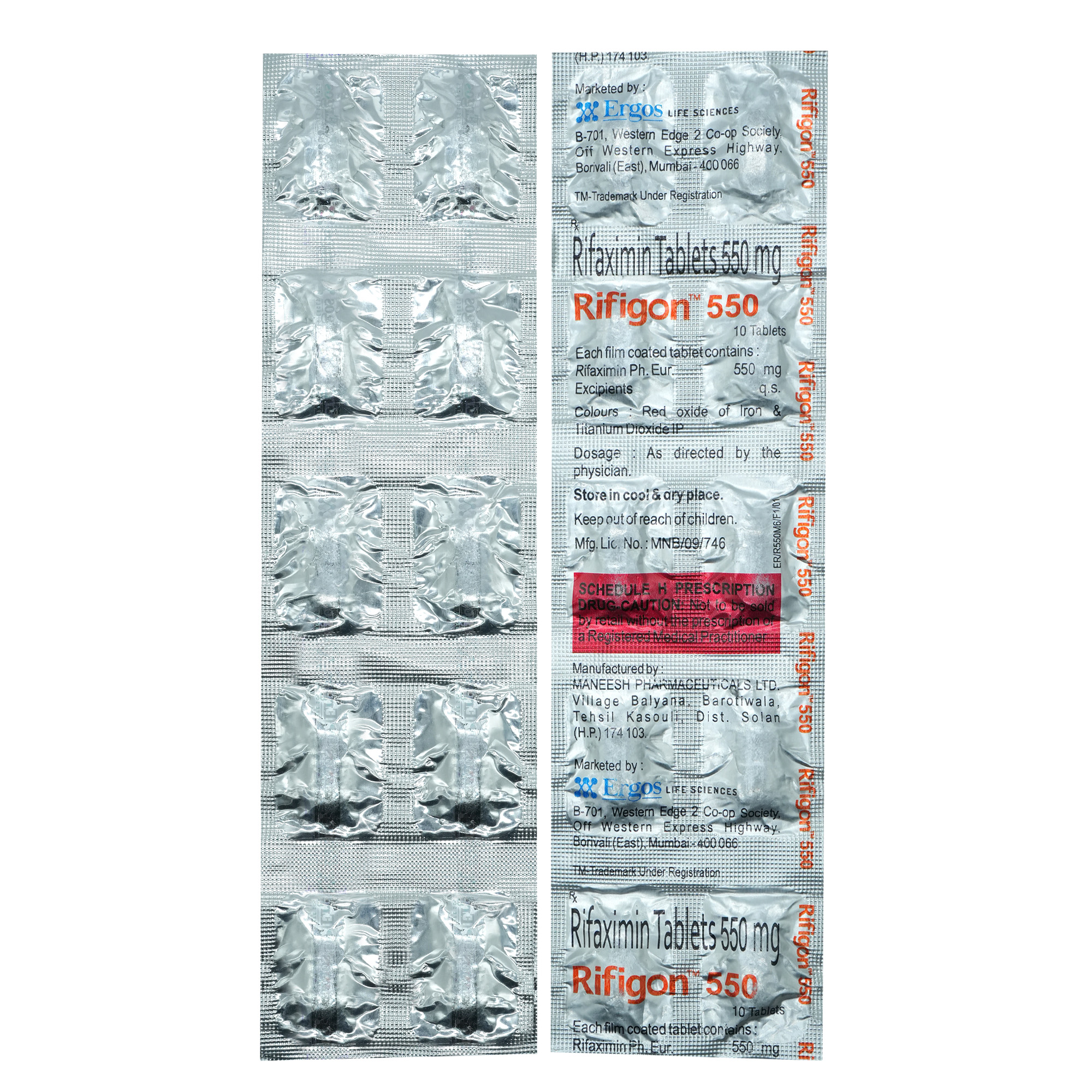 Rifigon 550 mg Tablet 10's, Pack of 10 TabletS Rifigon 550 mg Tablet 10's, Pack of 10 TabletS