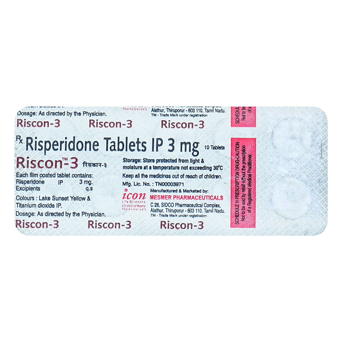 Riscon 3 Tablet 10's, Pack of 10 TABLETS Riscon 3 Tablet 10's, Pack of 10 TABLETS
