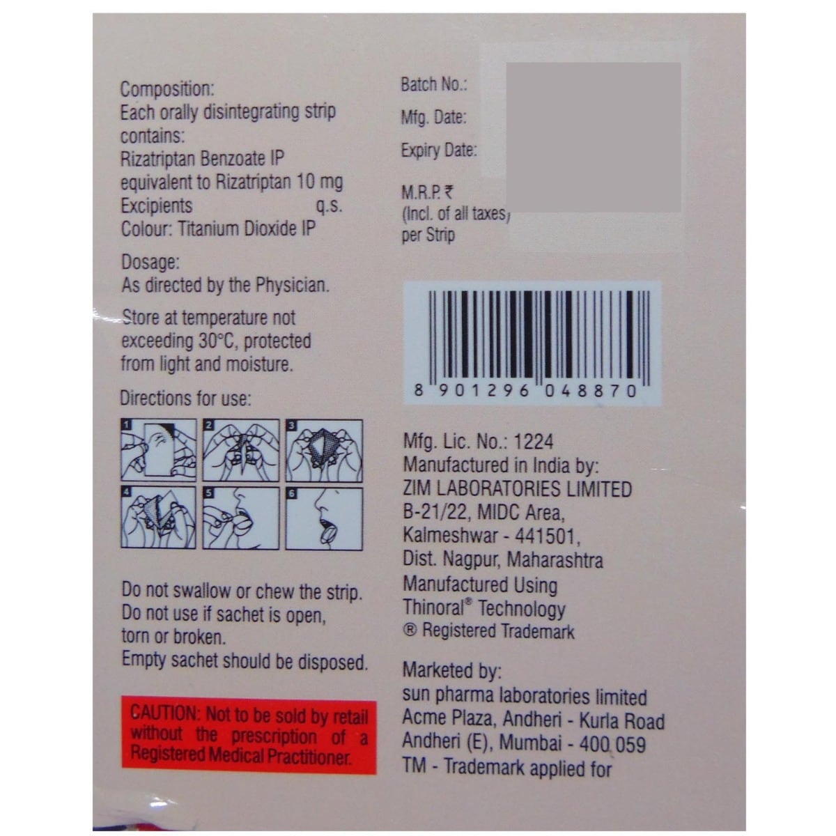 Rizanet 10 Disintegrating Strip 1's, Pack of 1 Disintegrating Strip Rizanet 10 Disintegrating Strip 1's, Pack of 1 Disintegrating Strip