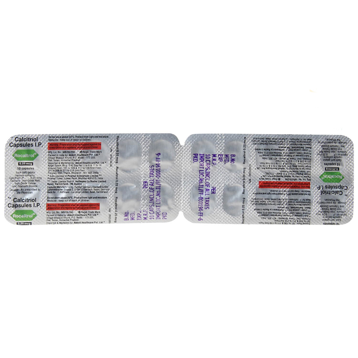 Rocaltrol 0.25 mcg Capsule 10's, Pack of 10 CAPSULES Rocaltrol 0.25 mcg Capsule 10's, Pack of 10 CAPSULES