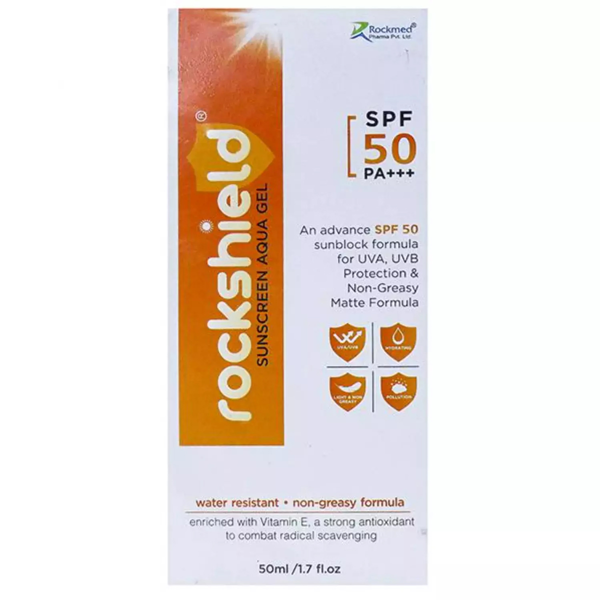 Rockshield SPF 50 PA+++ Sunscreen Aqua Gel 50 ml, Pack of 1 Rockshield SPF 50 PA+++ Sunscreen Aqua Gel 50 ml, Pack of 1