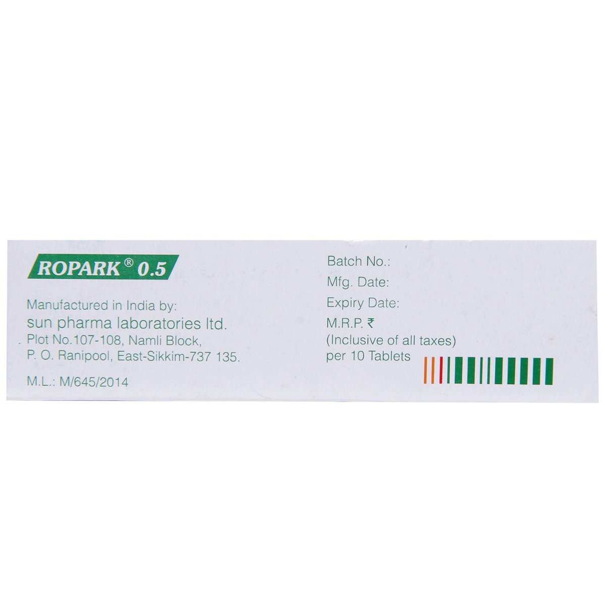 Ropark 0.5 Tablet 10's, Pack of 10 TABLETS Ropark 0.5 Tablet 10's, Pack of 10 TABLETS