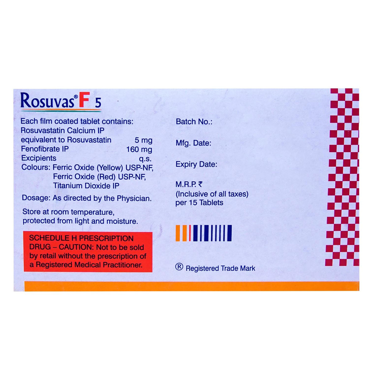 Rosuvas F 5 Tablet 15's, Pack of 15 Rosuvas F 5 Tablet 15's, Pack of 15