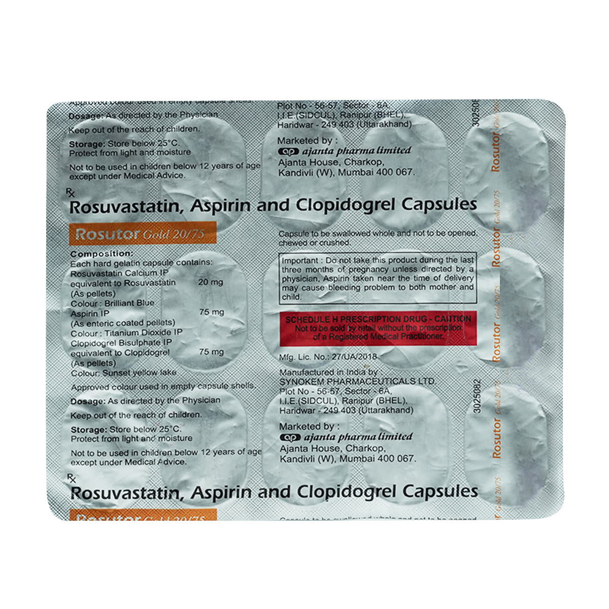 Rosutor Gold 20 mg/75 mg Capsule 15's, Pack of 15 CAPSULES Rosutor Gold 20 mg/75 mg Capsule 15's, Pack of 15 CAPSULES