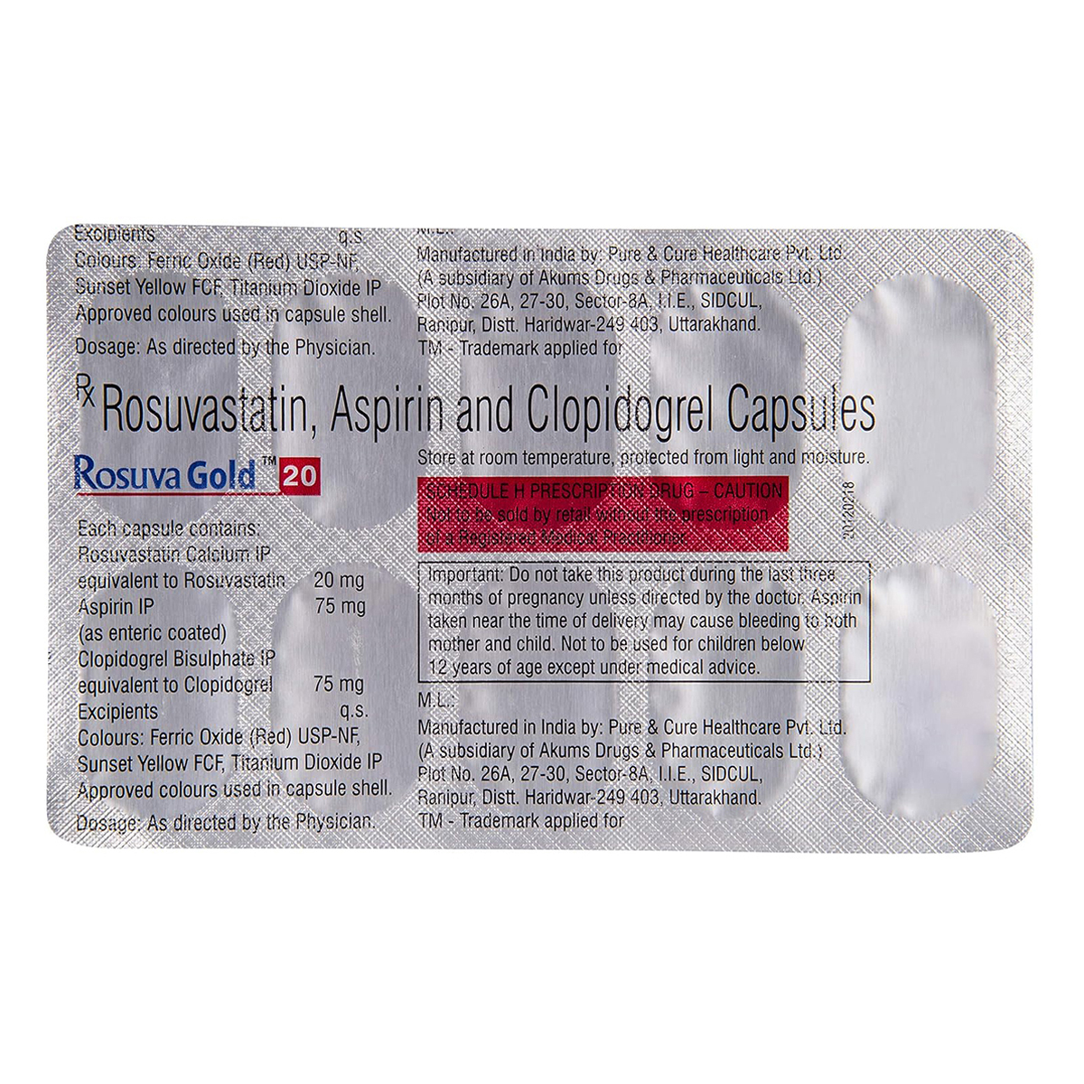 Rosucus Gold 20/75/75mg Capsule 10's, Pack of 10 CAPSULES Rosucus Gold 20/75/75mg Capsule 10's, Pack of 10 CAPSULES