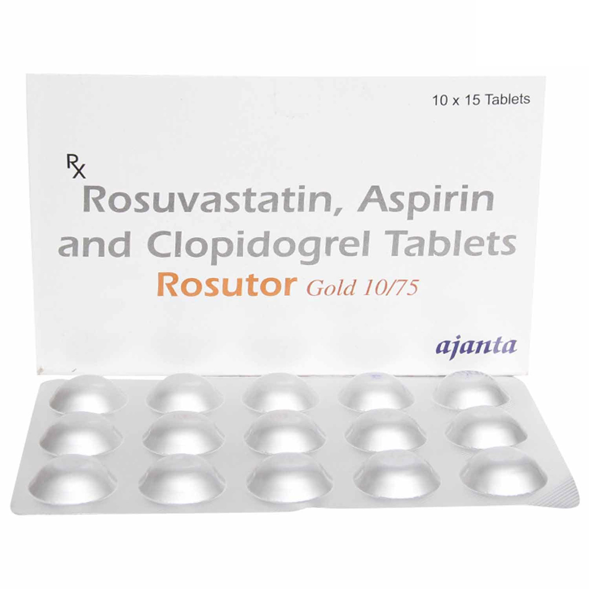 Rosutor Gold 10 mg/75 mg Tablet 15's, Pack of 15 TABLETS Rosutor Gold 10 mg/75 mg Tablet 15's, Pack of 15 TABLETS