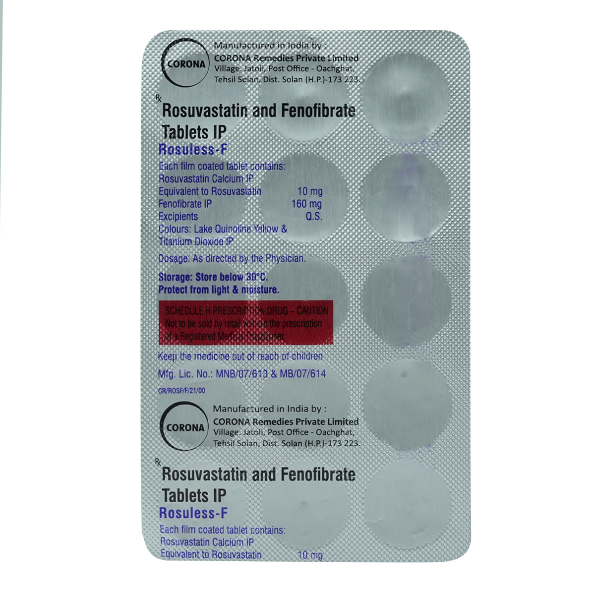 Rosuless-F 10 mg/160 mg Tablet 15's, Pack of 15 Rosuless-F 10 mg/160 mg Tablet 15's, Pack of 15