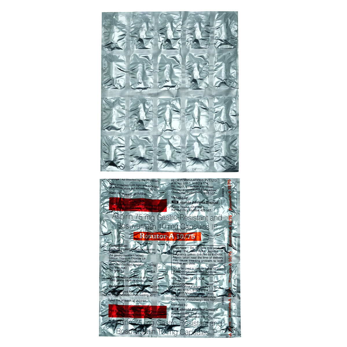 Rosutor-A 10 mg/75 mg Capsule 20's, Pack of 20 CAPSULES Rosutor-A 10 mg/75 mg Capsule 20's, Pack of 20 CAPSULES