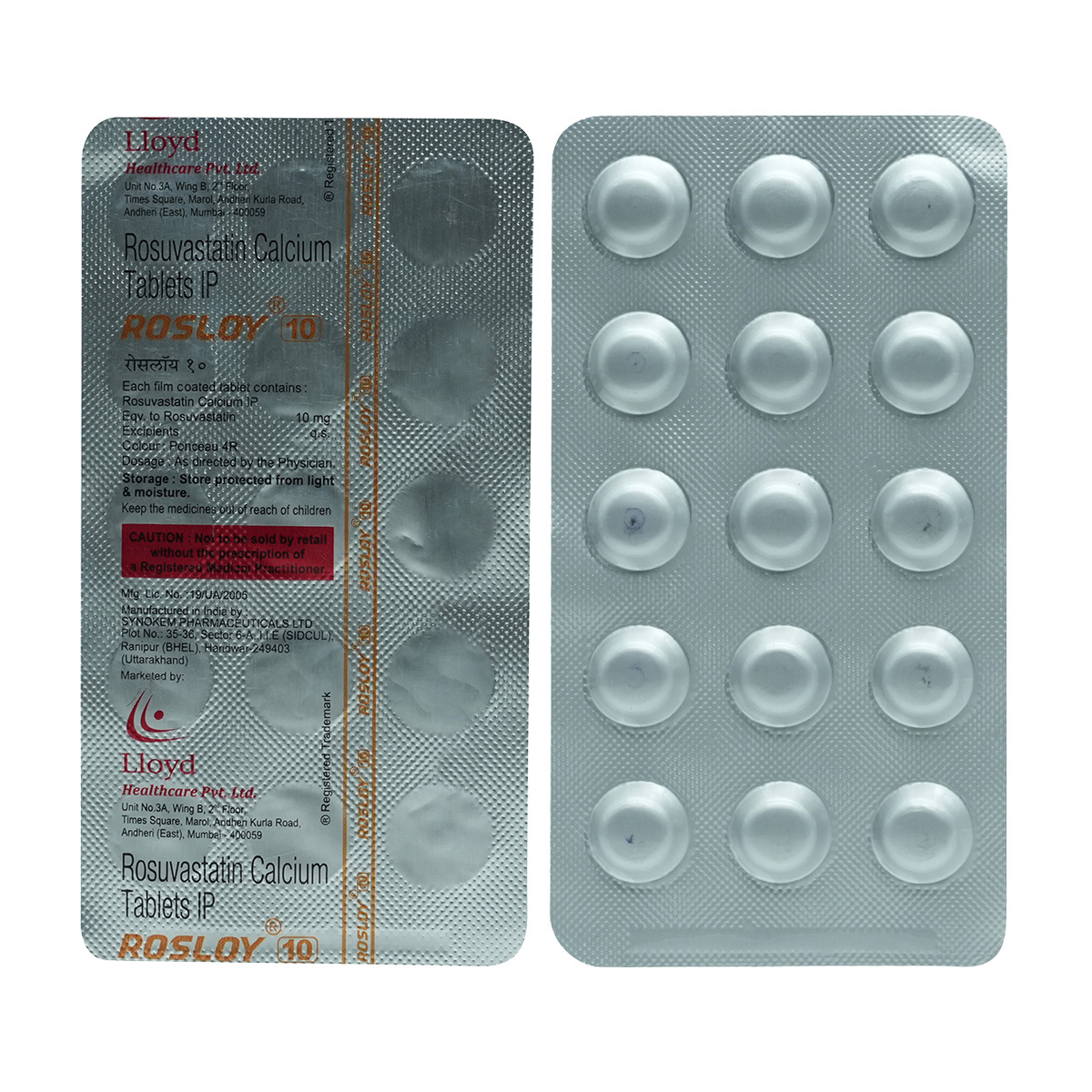 Rosloy 10 Tablet 15's, Pack of 15 TabletS Rosloy 10 Tablet 15's, Pack of 15 TabletS