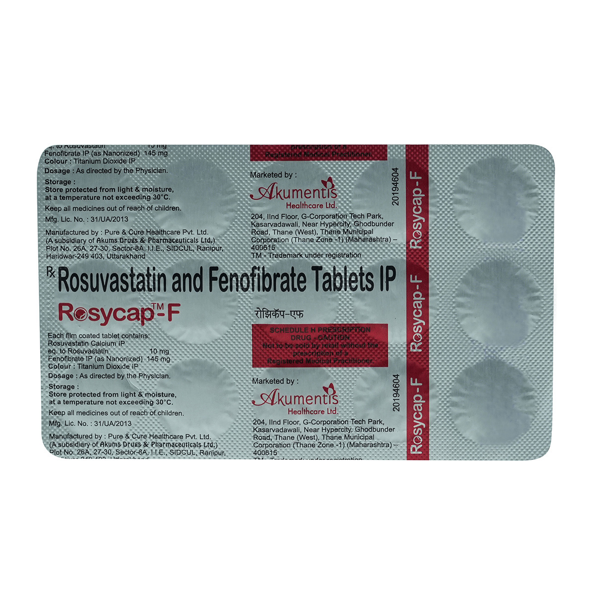 Rosycap-F 10 mg/145 mg Tablet 15's, Pack of 15 Rosycap-F 10 mg/145 mg Tablet 15's, Pack of 15