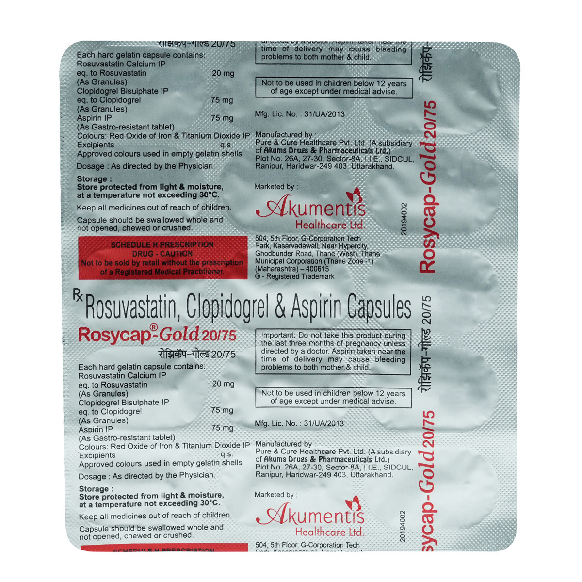 Rosycap-Gold 20 mg/75 mg Capsule 15's, Pack of 15 CapsuleS Rosycap-Gold 20 mg/75 mg Capsule 15's, Pack of 15 CapsuleS