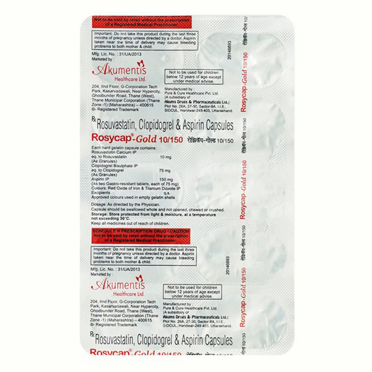 Rosycap-Gold 10 mg/150 mg Capsule 15's, Pack of 15 CAPSULES Rosycap-Gold 10 mg/150 mg Capsule 15's, Pack of 15 CAPSULES