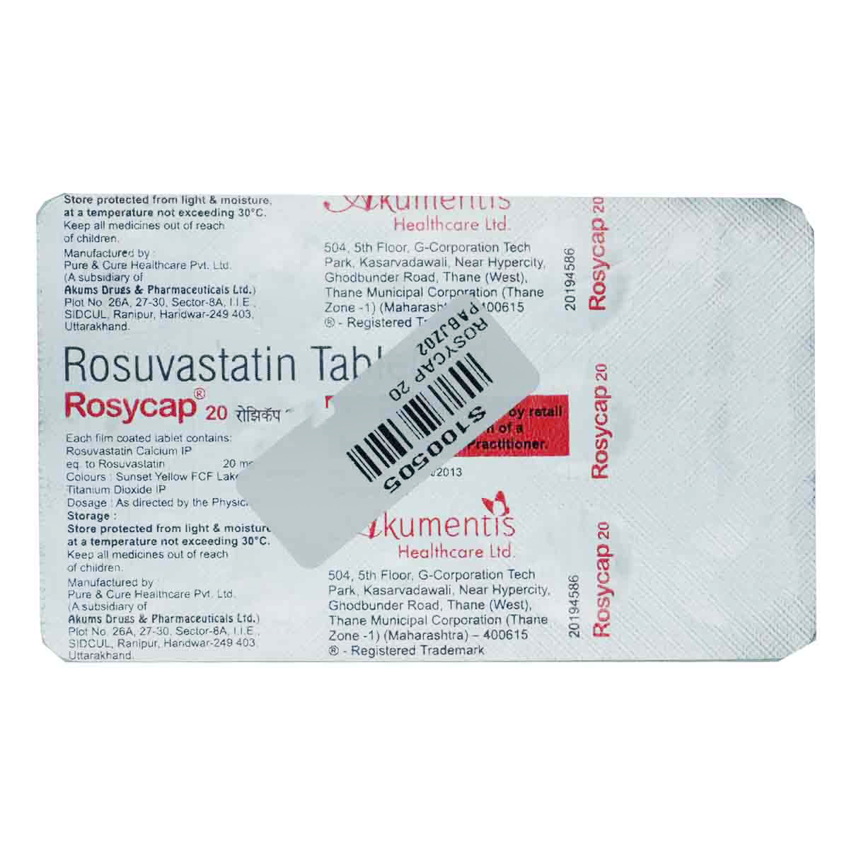 Rosycap 20 mg Tablet 15's, Pack of 15 TABLETS Rosycap 20 mg Tablet 15's, Pack of 15 TABLETS