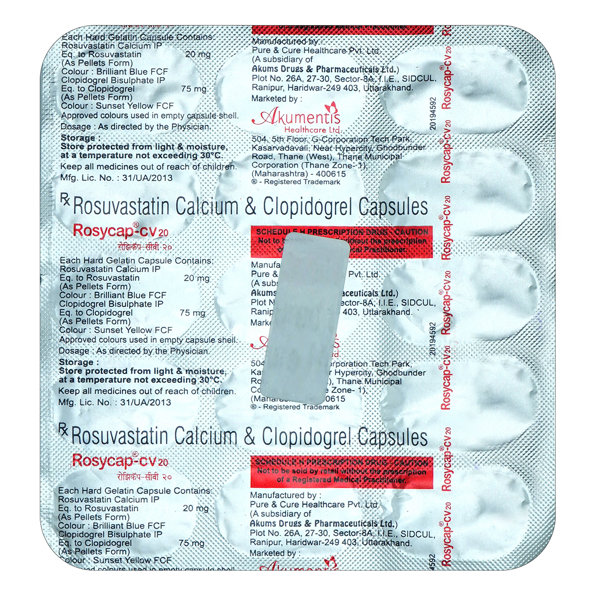 Rosycap-CV 20 mg Capsule 15's, Pack of 15 CAPSULES Rosycap-CV 20 mg Capsule 15's, Pack of 15 CAPSULES
