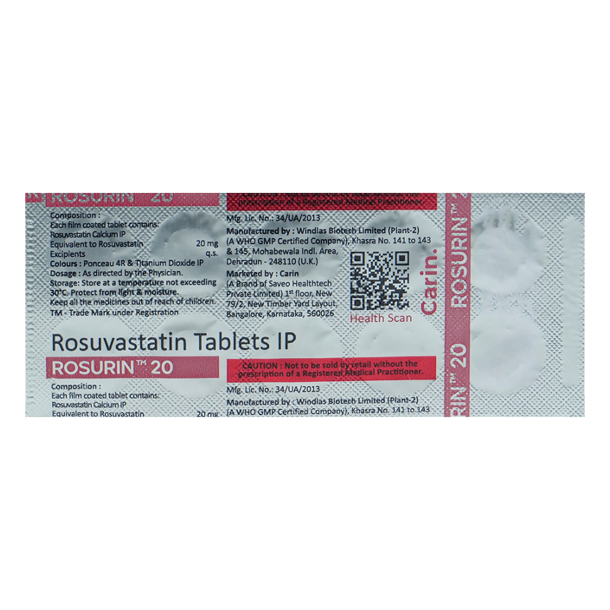 Rosurin 20 Tablet 10's, Pack of 10 TabletS Rosurin 20 Tablet 10's, Pack of 10 TabletS