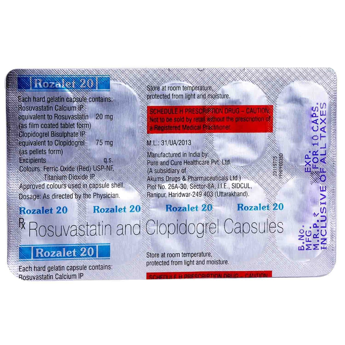 Rozalet 20 Capsule 10's, Pack of 10 CAPSULES Rozalet 20 Capsule 10's, Pack of 10 CAPSULES