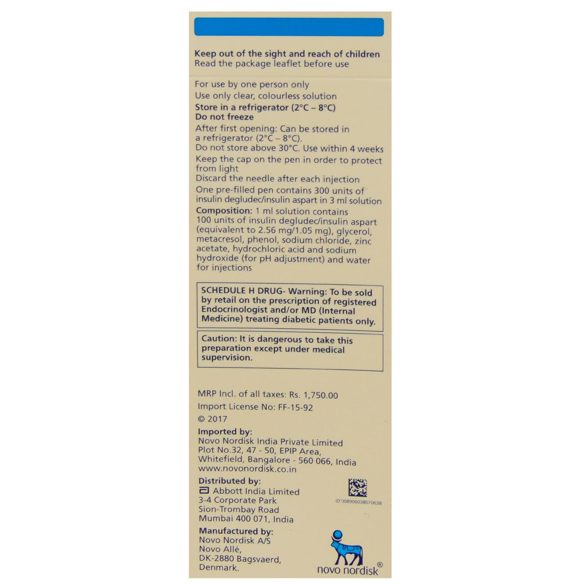 Ryzodeg 100IU/ml Flextouch Pen 3 ml, Pack of 1 INJECTION Ryzodeg 100IU/ml Flextouch Pen 3 ml, Pack of 1 INJECTION