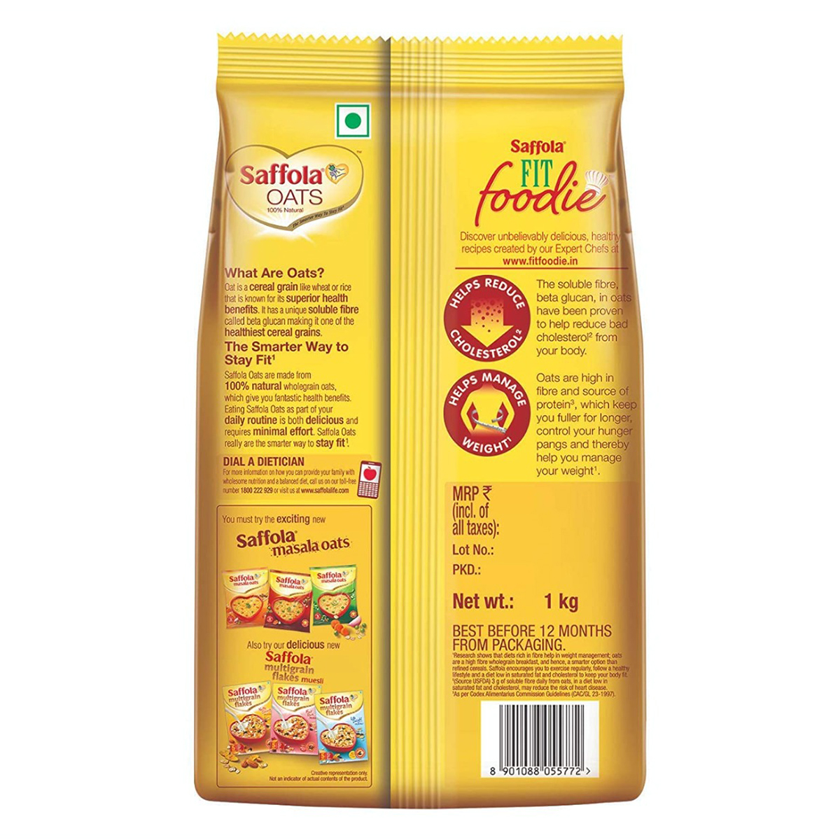 Saffola Oats, 1 kg Refill Pack, Pack of 1 Saffola Oats, 1 kg Refill Pack, Pack of 1