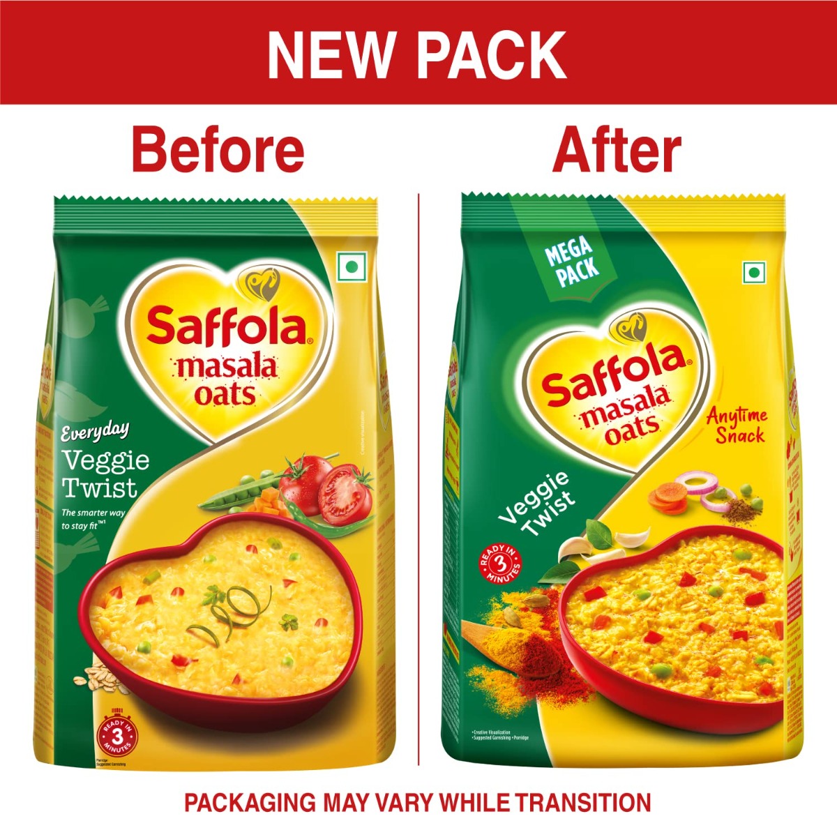 Saffola Masala Veggie Twist Oats, 500 gm, Pack of 1 Saffola Masala Veggie Twist Oats, 500 gm, Pack of 1