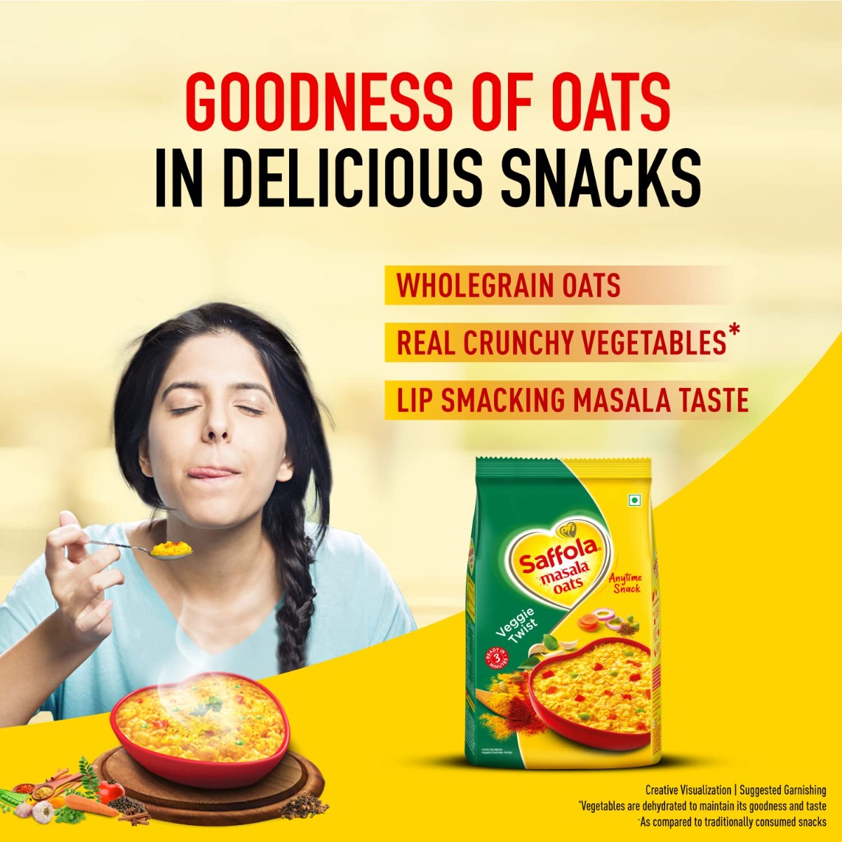 Saffola Masala Veggie Twist Oats, 500 gm, Pack of 1 Saffola Masala Veggie Twist Oats, 500 gm, Pack of 1