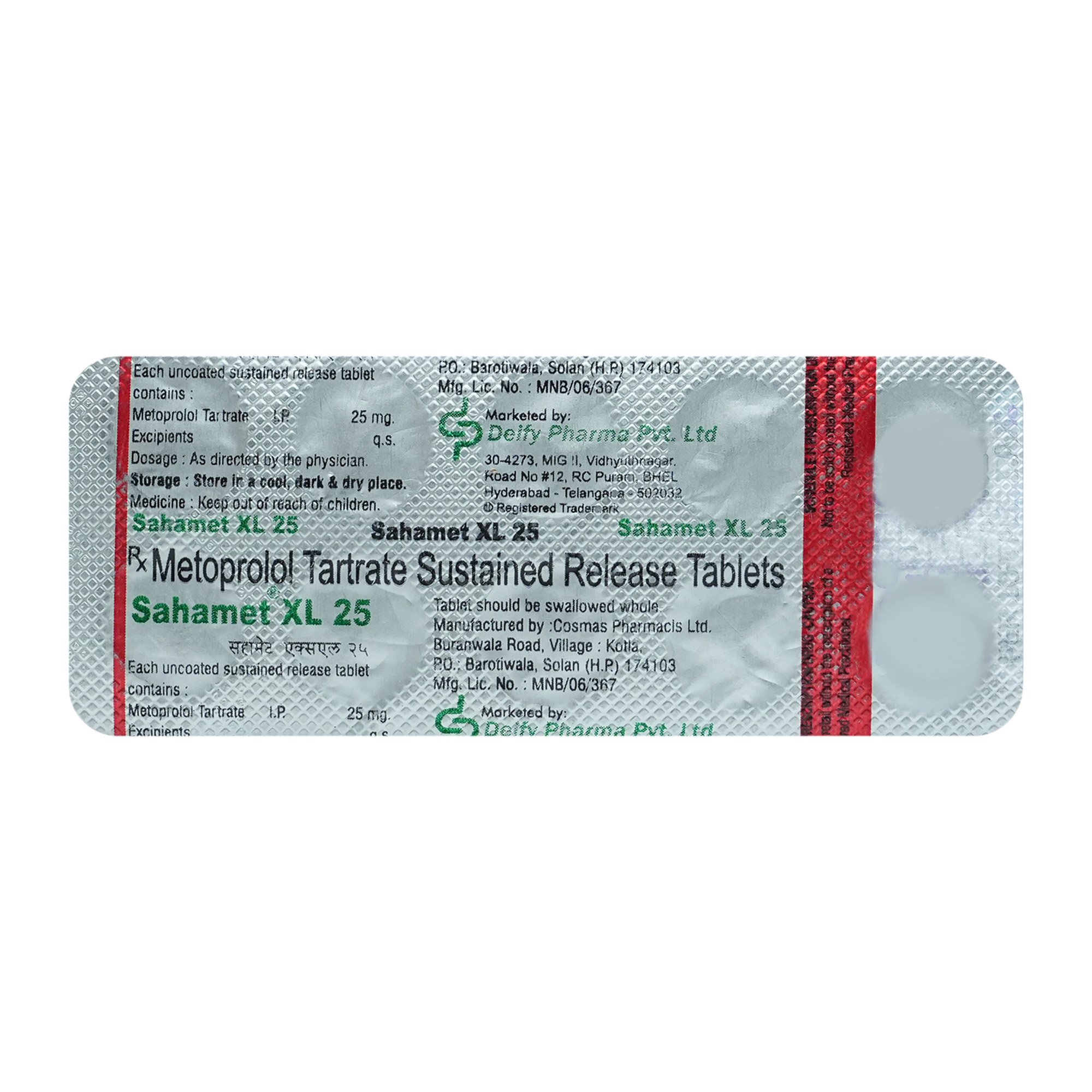 Sahamet XL 25 Tablet 10's, Pack of 10 TABLETS Sahamet XL 25 Tablet 10's, Pack of 10 TABLETS