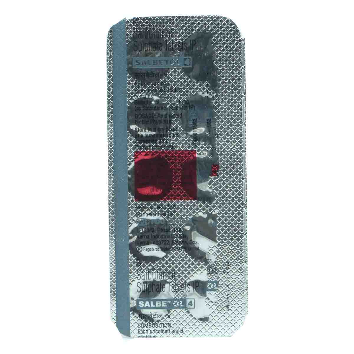 SALBETOL 4MG TABLET, Pack of 10 TABLETS SALBETOL 4MG TABLET, Pack of 10 TABLETS