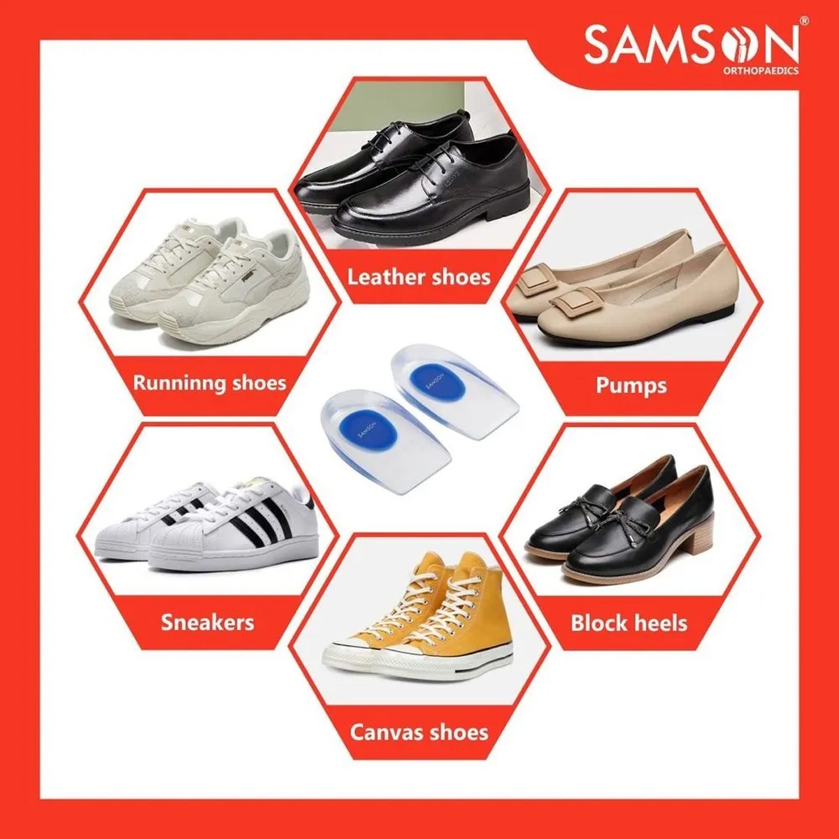 Samson Silicone Heel Cushion Cup Medium FC-4005, 1 Pair Samson Silicone Heel Cushion Cup Medium FC-4005, 1 Pair